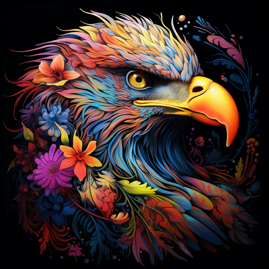 eagle head colorful painting illustration