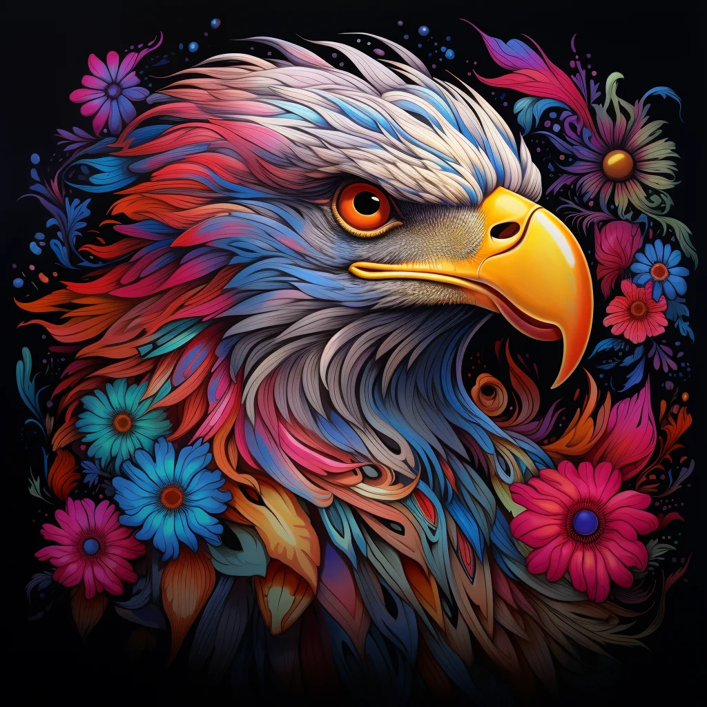 eagle head colorful painting illustration