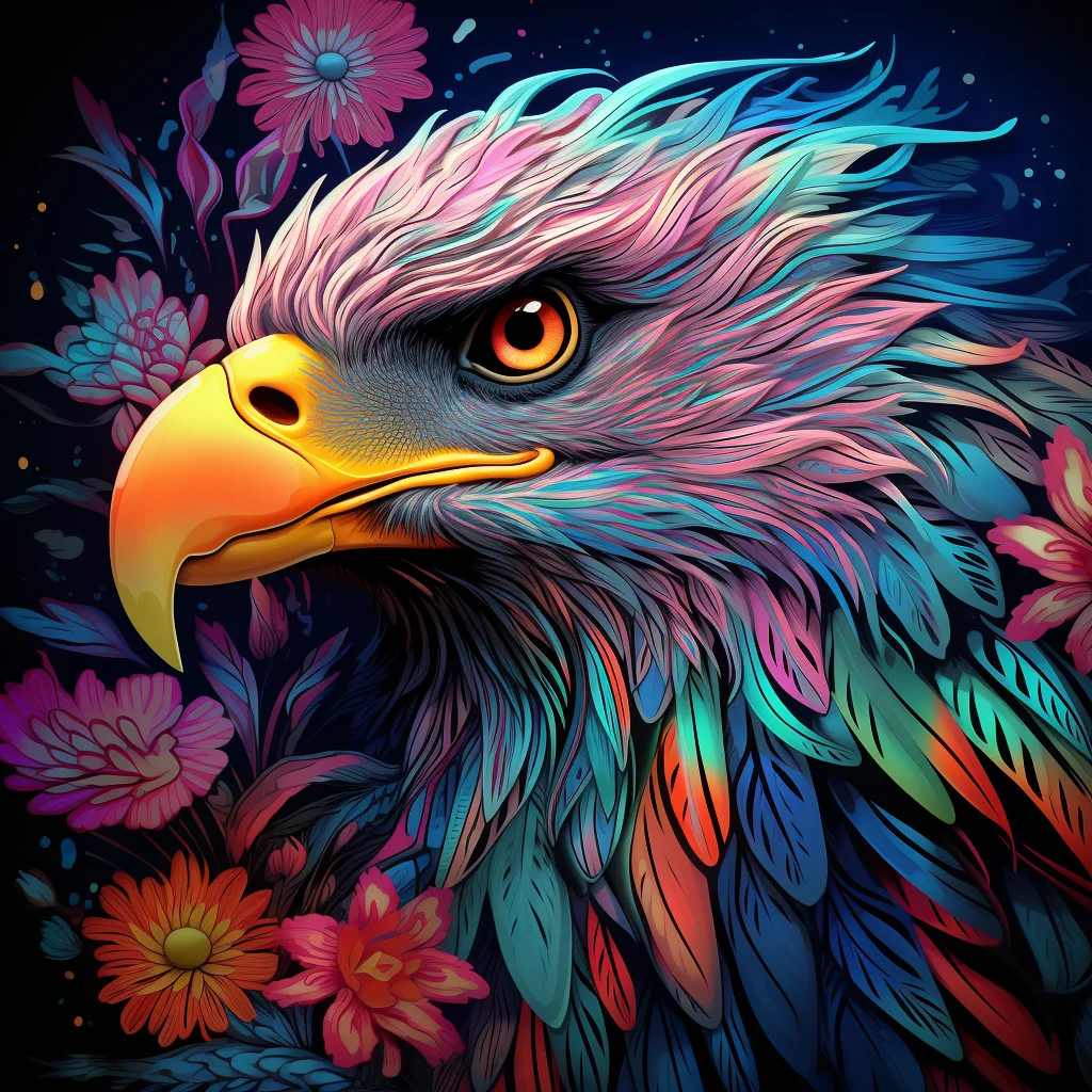 eagle head colorful painting illustration art