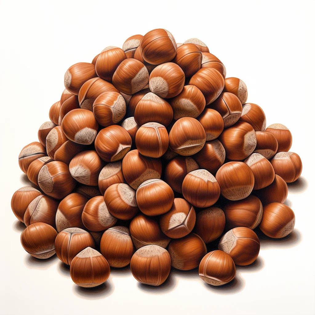 a pile of hazelnuts hazel illustration painting hazelnut