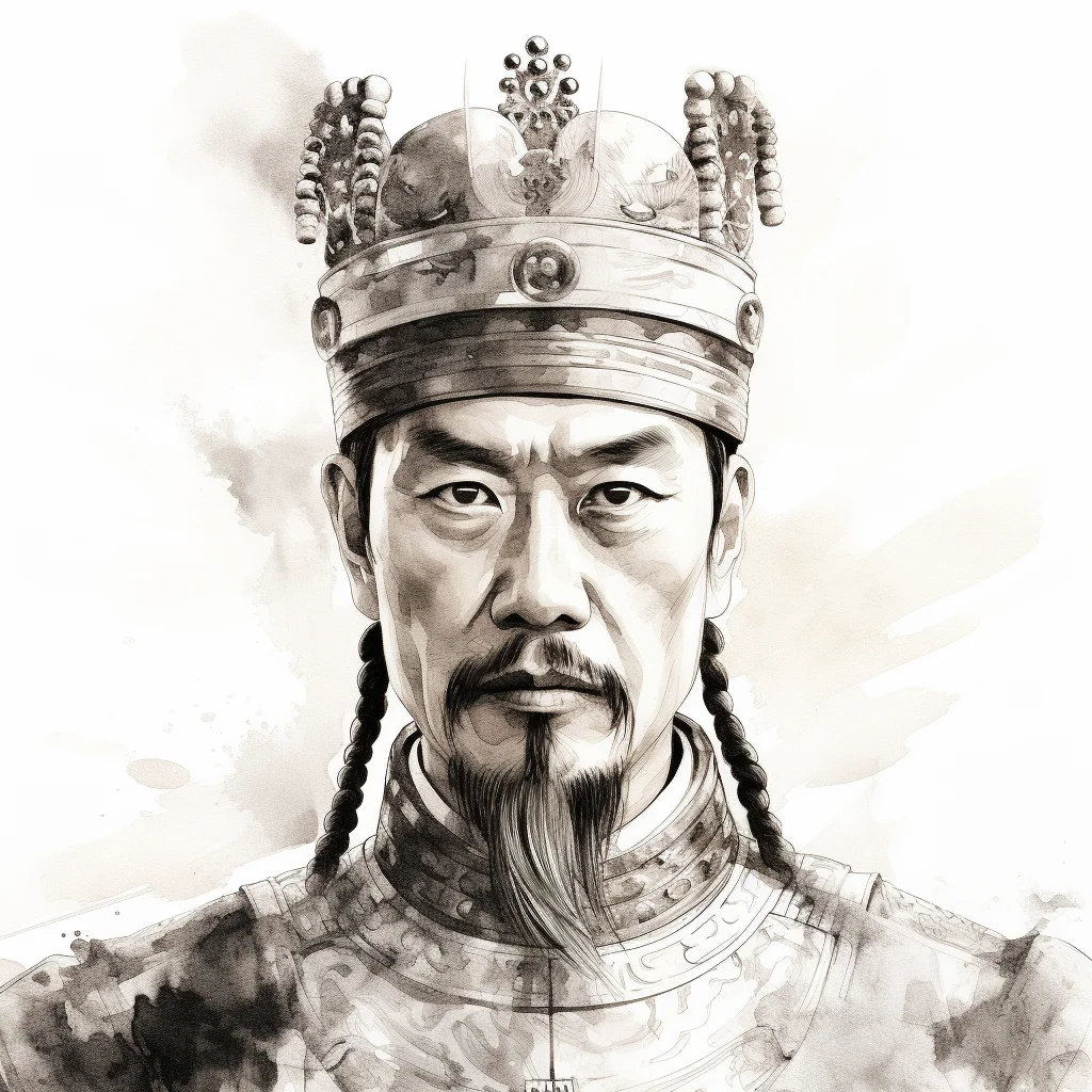 ancient Chinese emperor face painting black and white