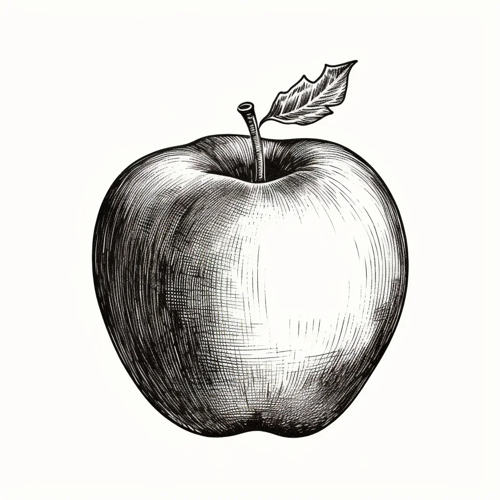 apple black and white drawing ink victor illustration logo