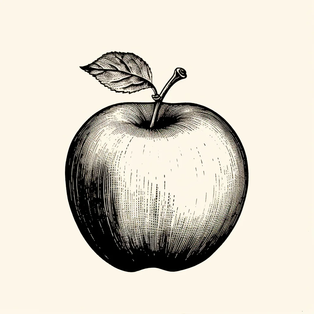 apple black and white drawing victor ink illustration