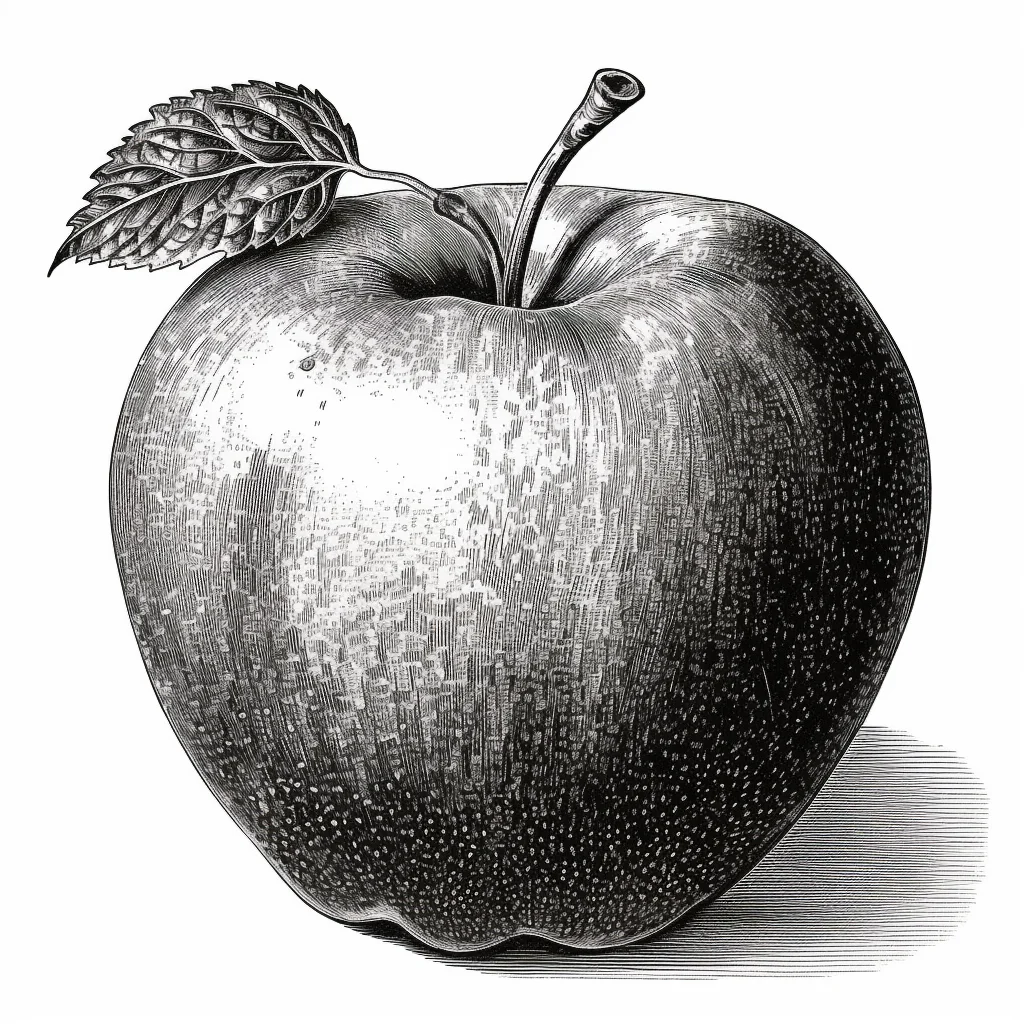 apple leave leaf black and white illustration painting