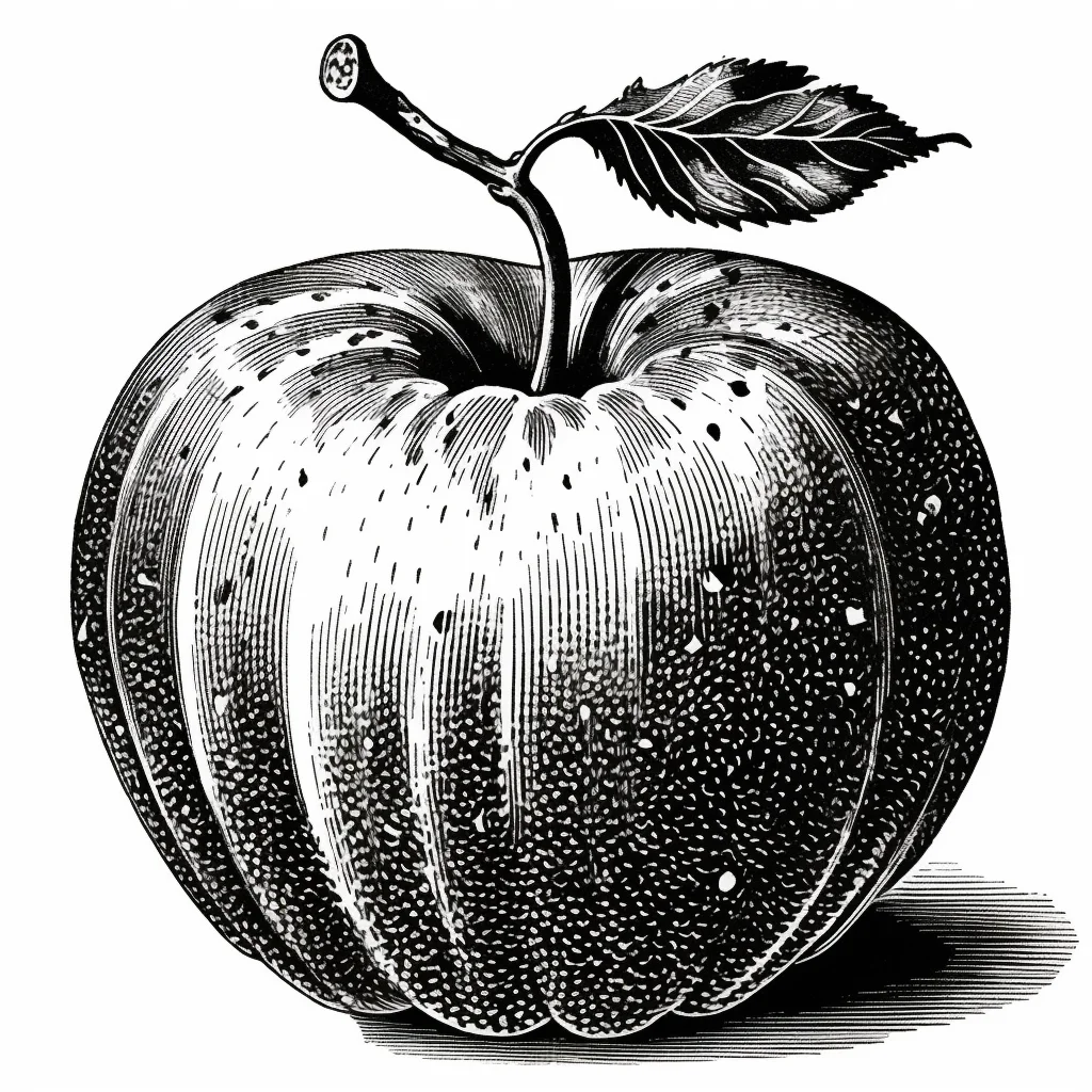 apple leave leaf painting illustration black and white