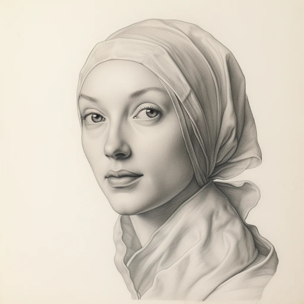 black and white lady pencil drawing face head woman sketch