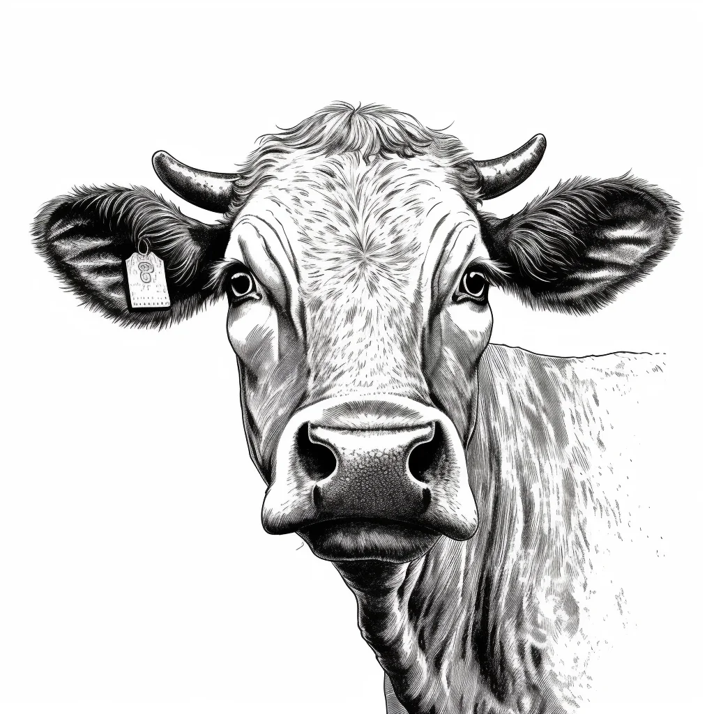 cow face head painting black and white