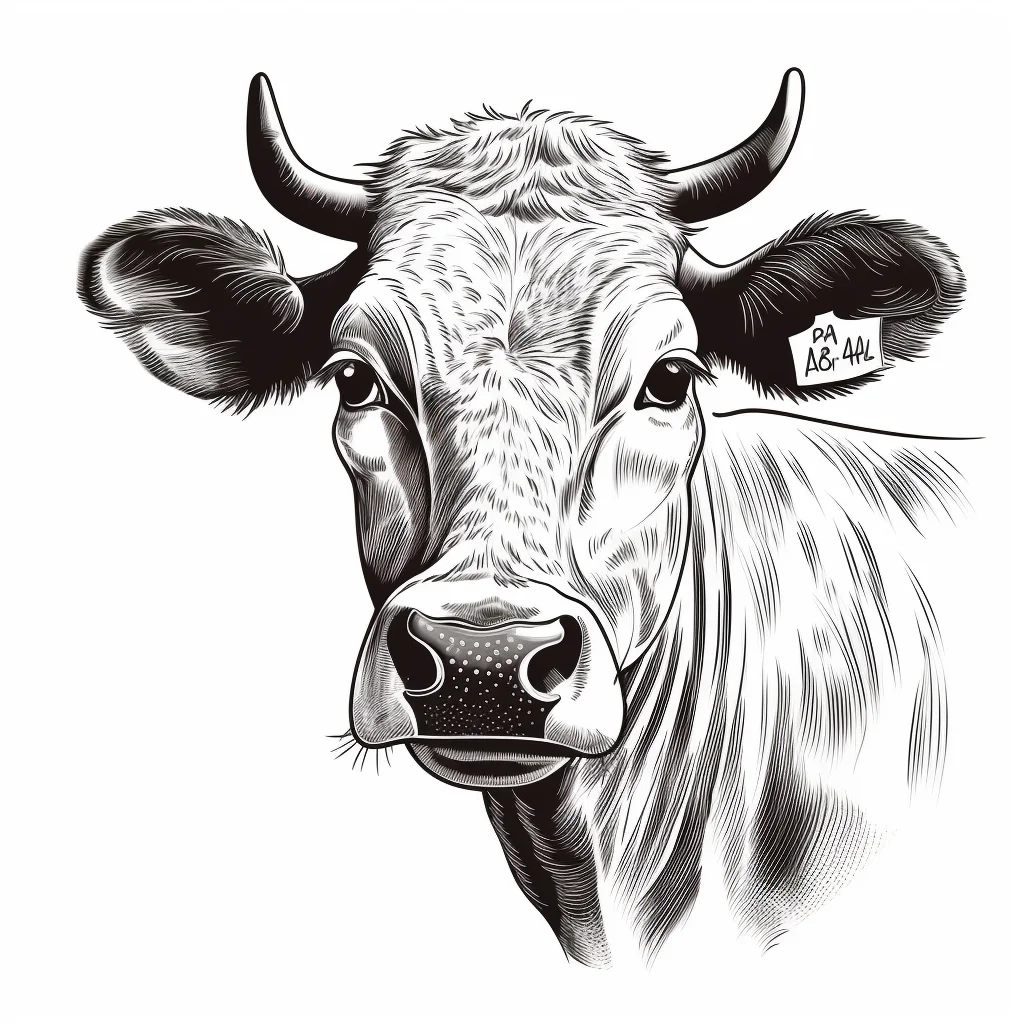 cow head face black and white drawing victor front illustration logo