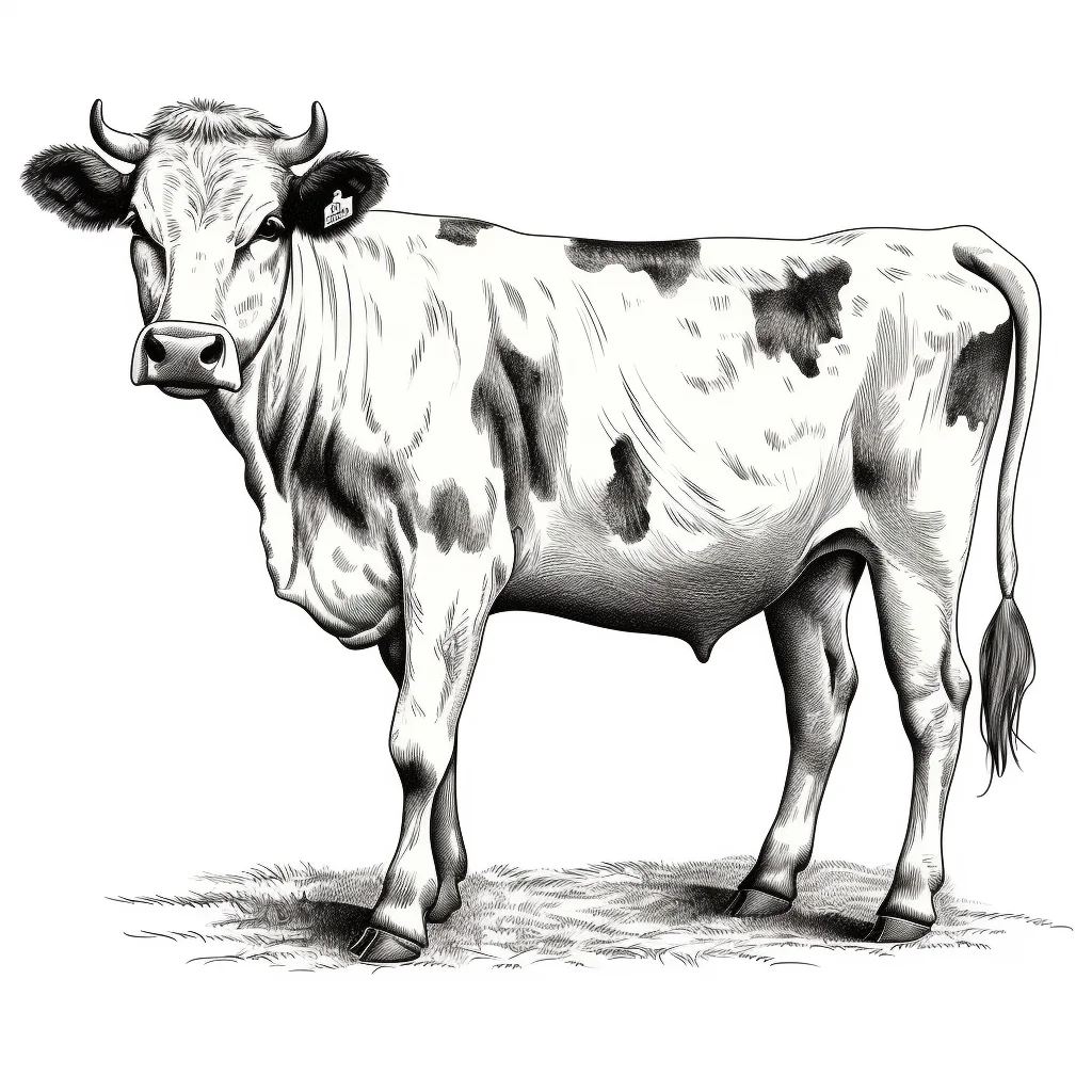cow vector logo illustration black and white ink painting