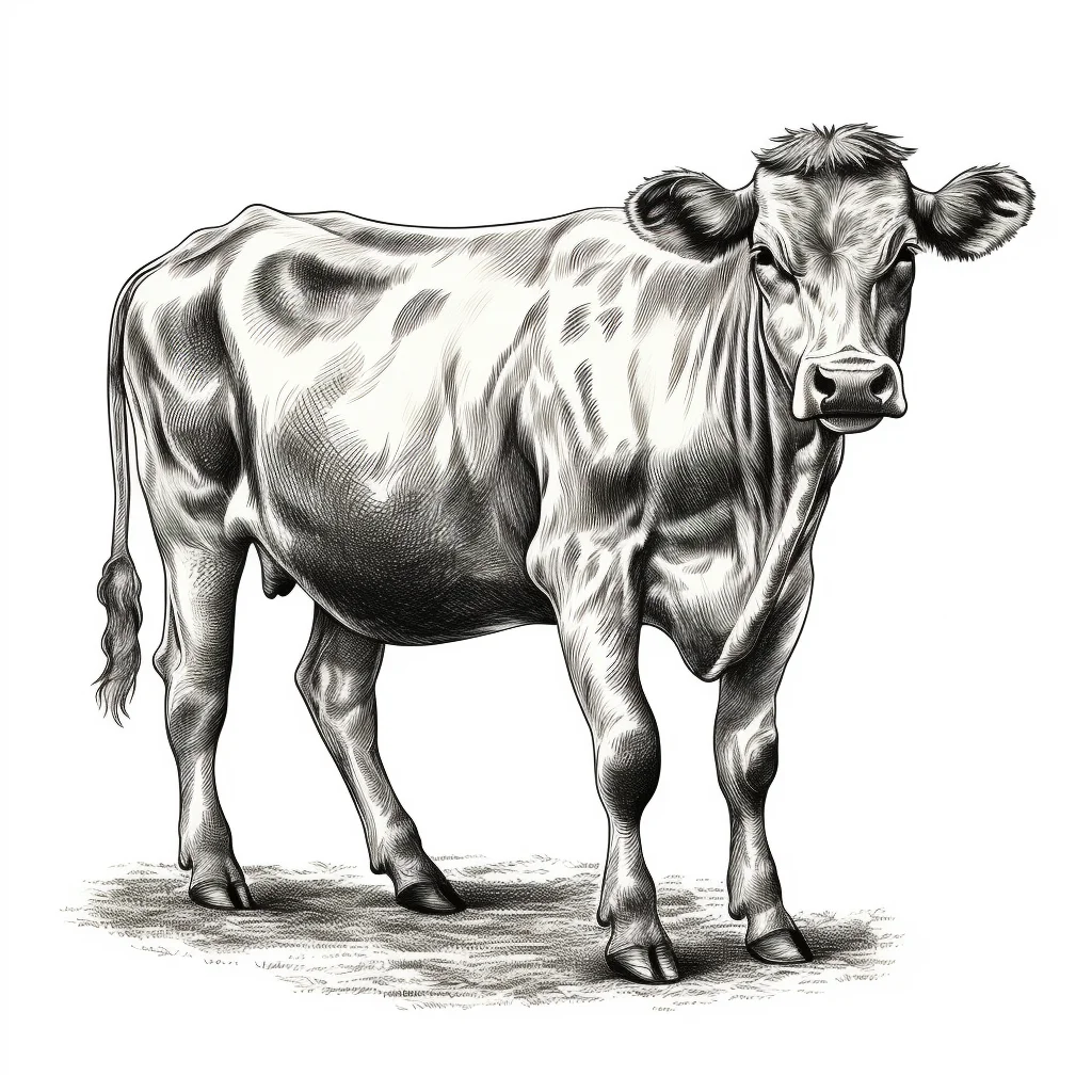 cow vector logo ink illustration black and white painting