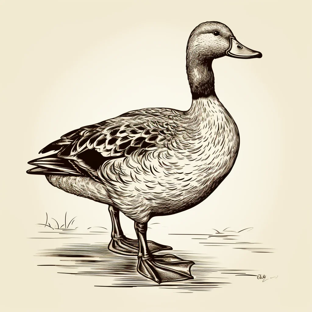 duck mallard black and white drawing victor ink illustration
