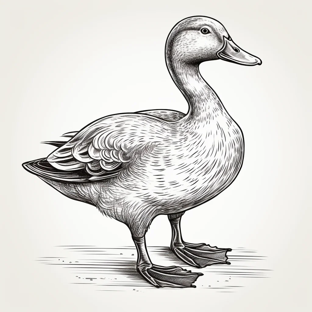 duck mallard ink illustration black and white drawing victor