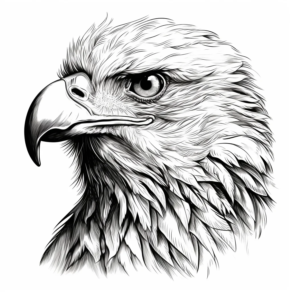 eagle head black and white drawing victor ink illustration logo