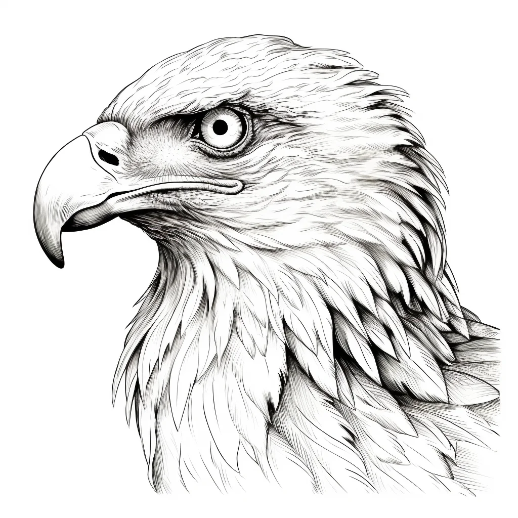 eagle head black and white drawing victor ink illustration
