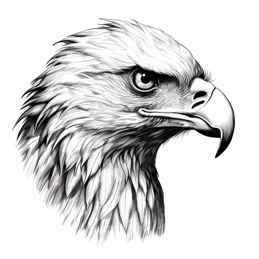 eagle head face black and white drawing victor ink illustration logo