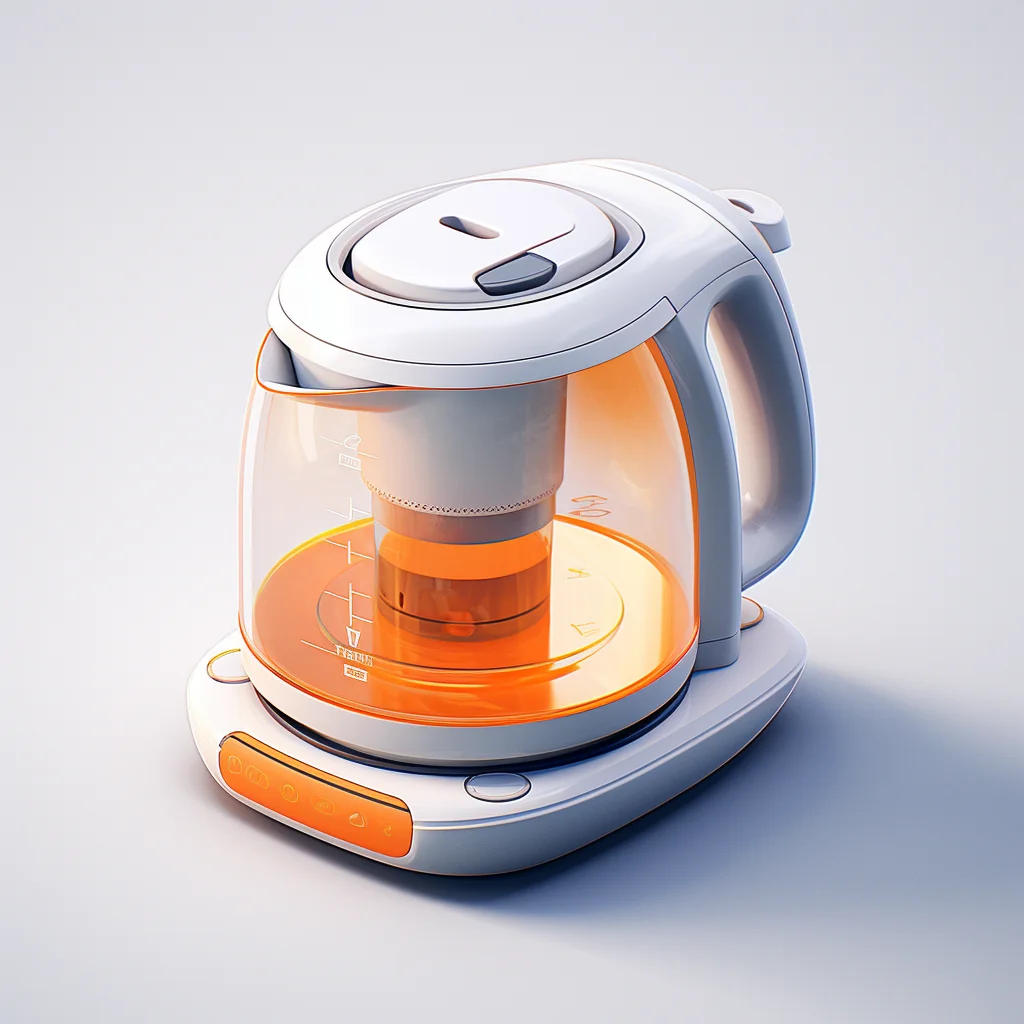electric kettle hot water tea glass isometric material industrial design 3D icon