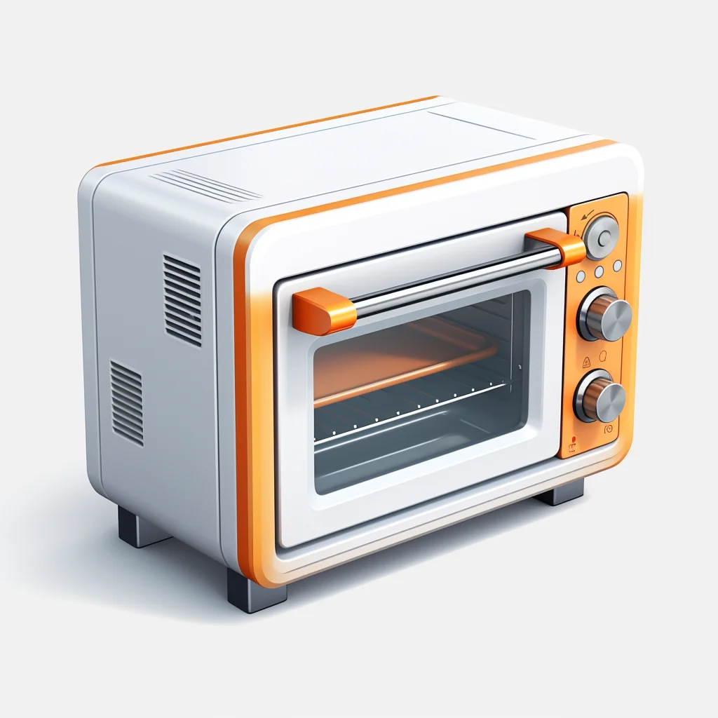 electric oven orange isometric material industrial design 3D icon