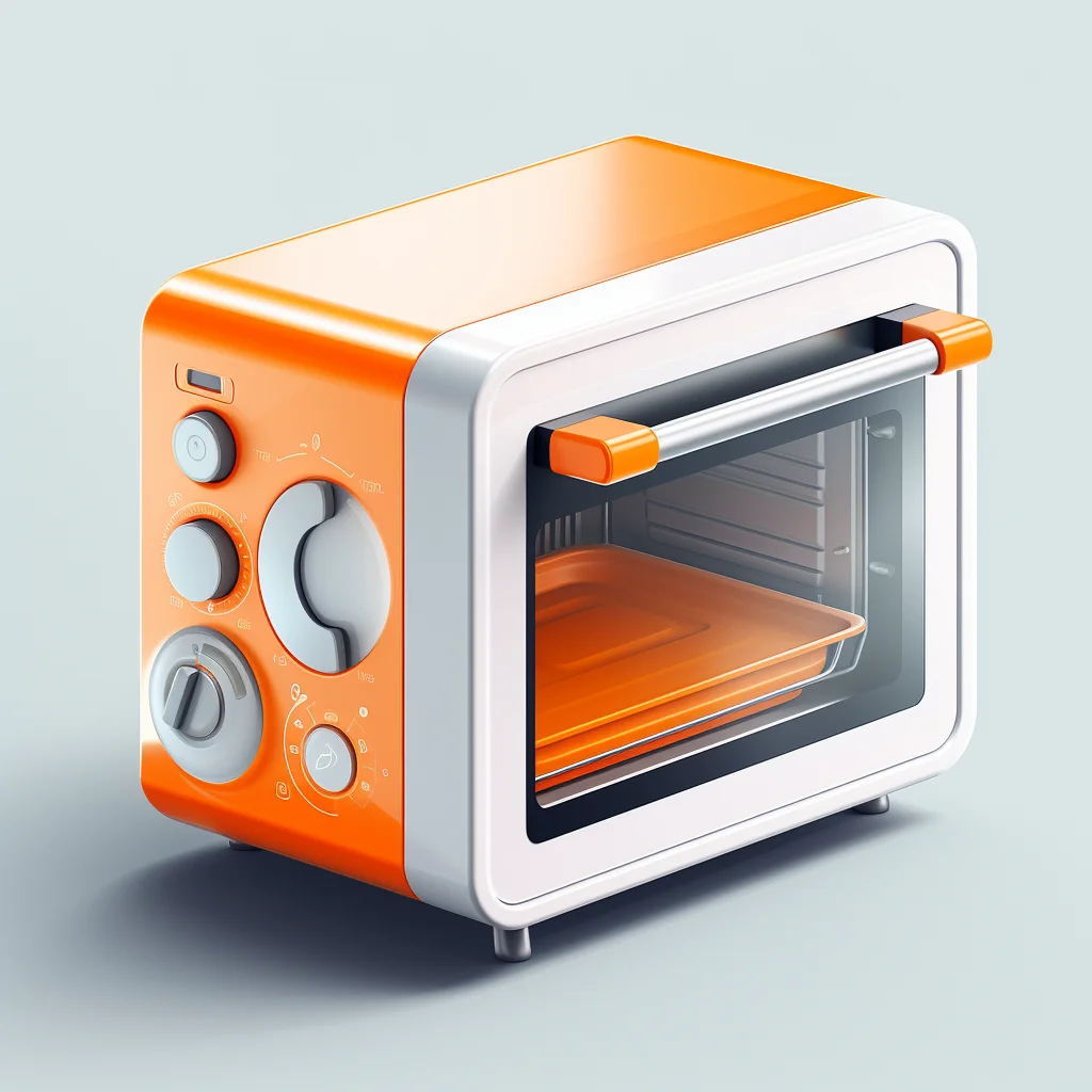 electric oven stove toaster orange isometric material industrial design 3D icon