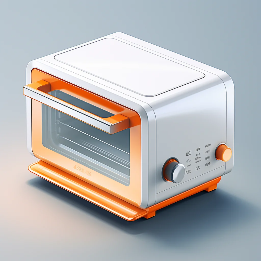 electric oven toaster orange isometric material industrial design 3D icon