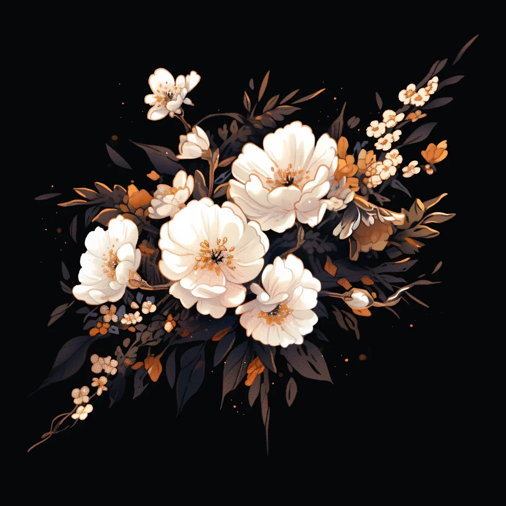 flower floral white gold leaves leaf vector illustration petals