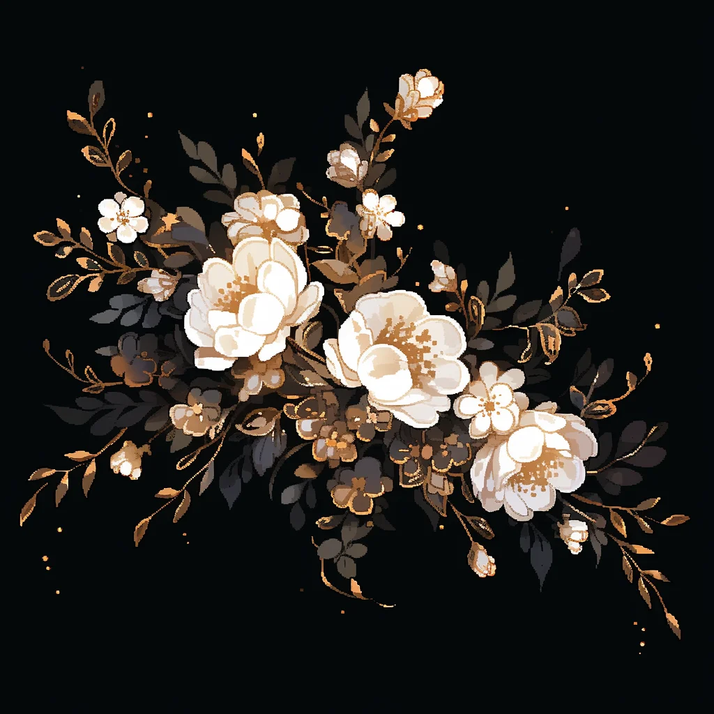 flower floral white gold leaves vector illustration petal