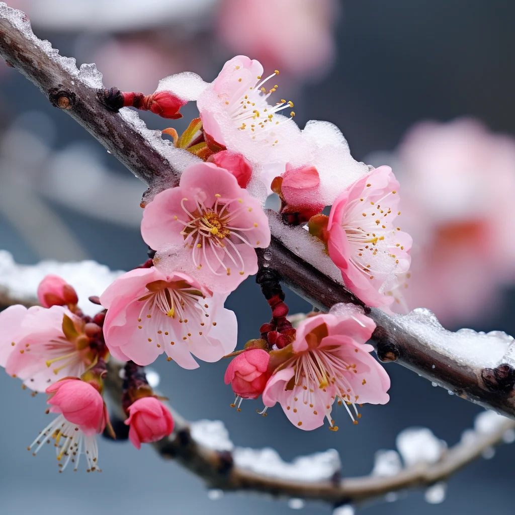 flower petal plum blossom winter snow photography