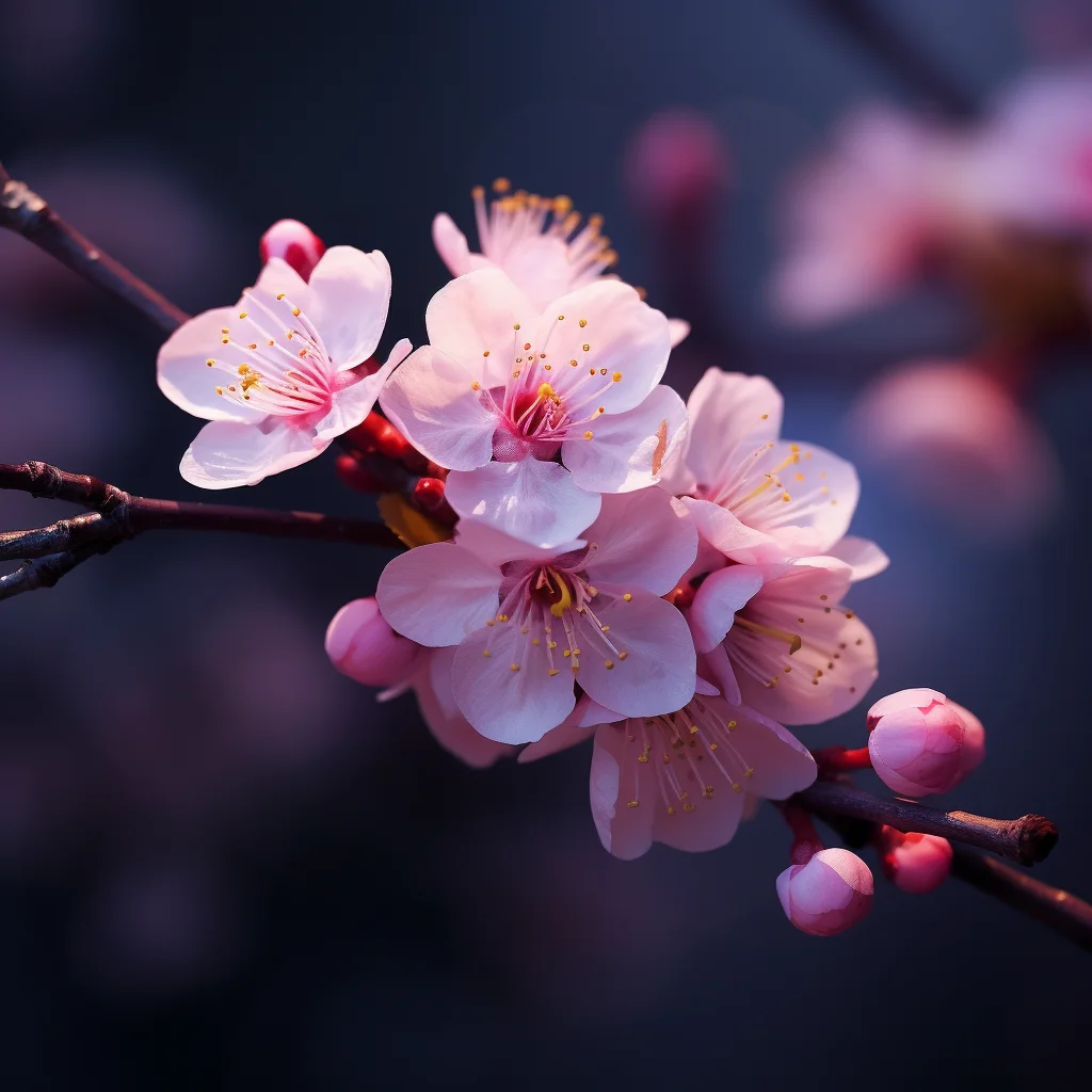 flower plum blossom pink petal light night photography