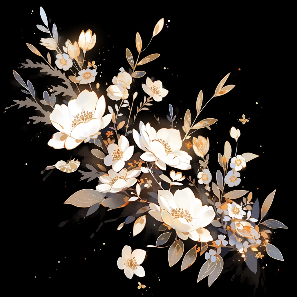 flowers floral white gold leaves vector illustration petal