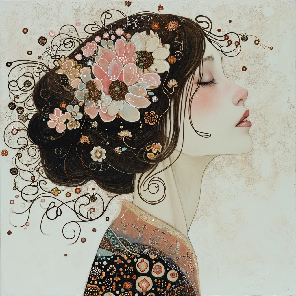 girl flower hair painting face beautiful