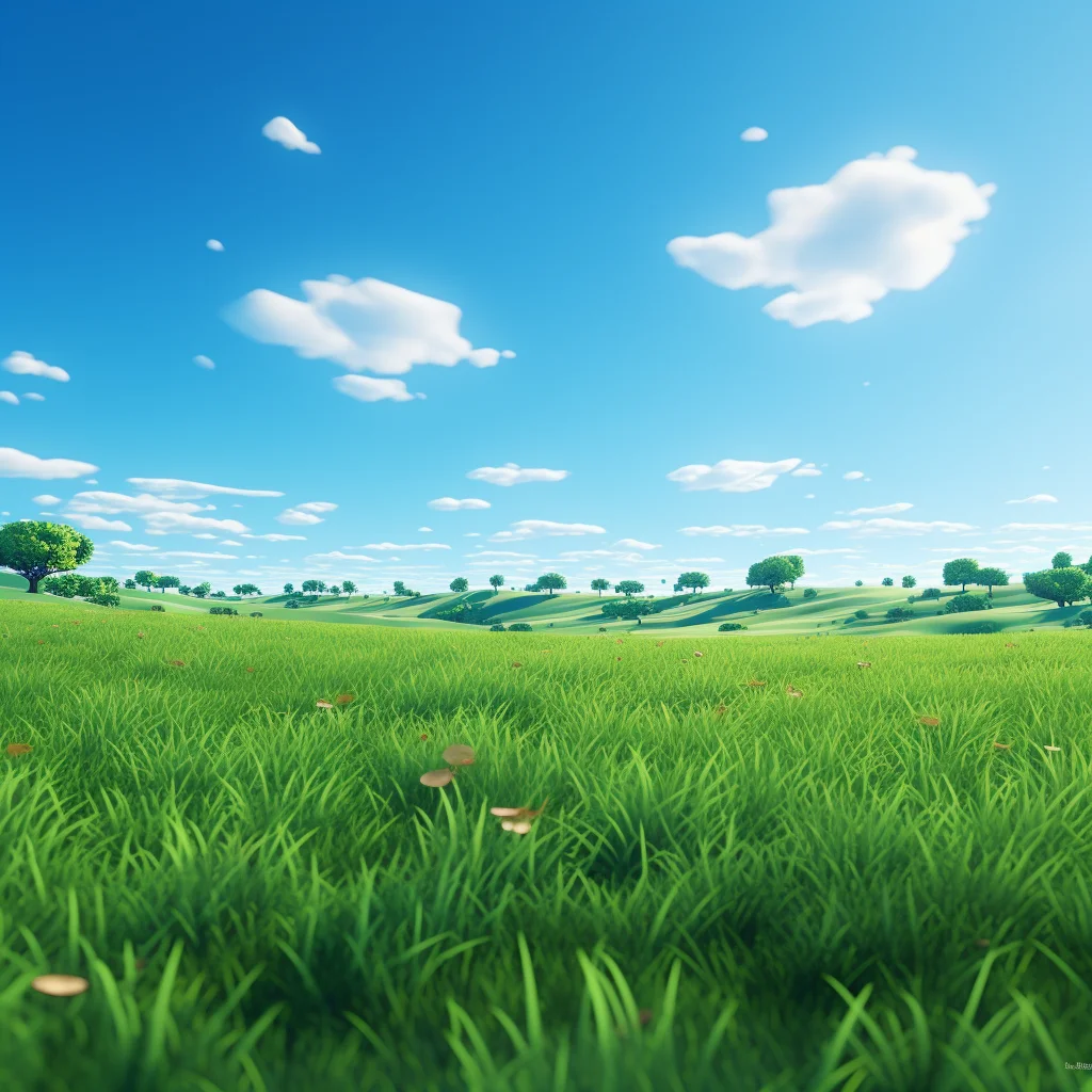grass green field anime nature sky sunny pasture land