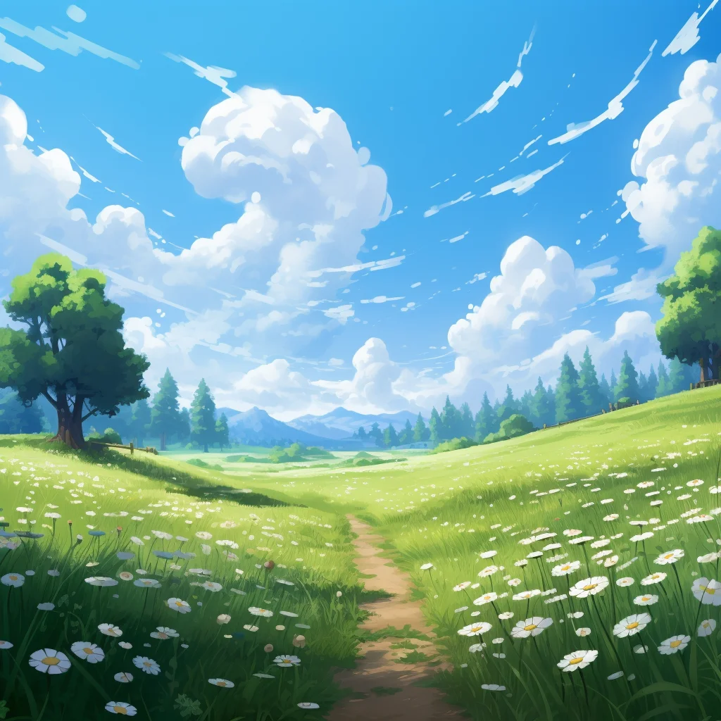 green grass sunny meadow field flower sky outdoor