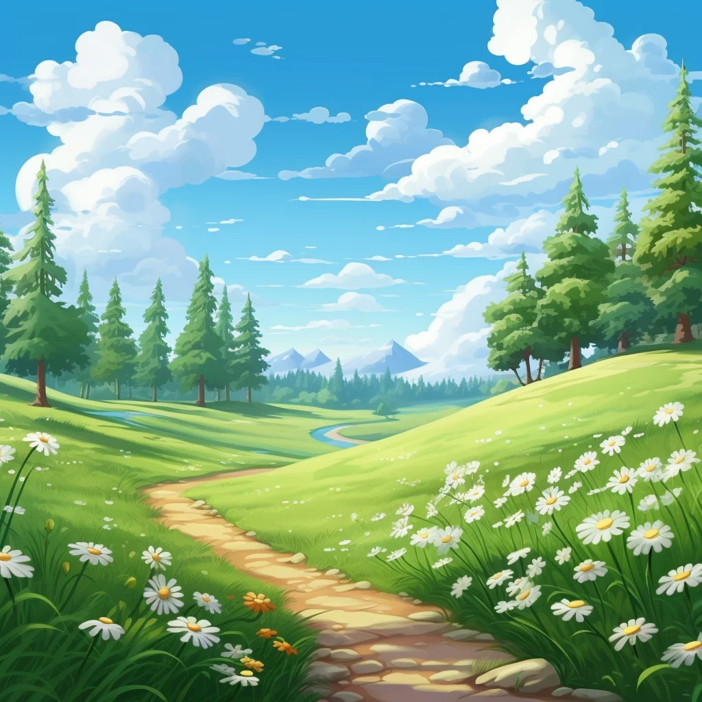 green grass sunny meadow field flower sky