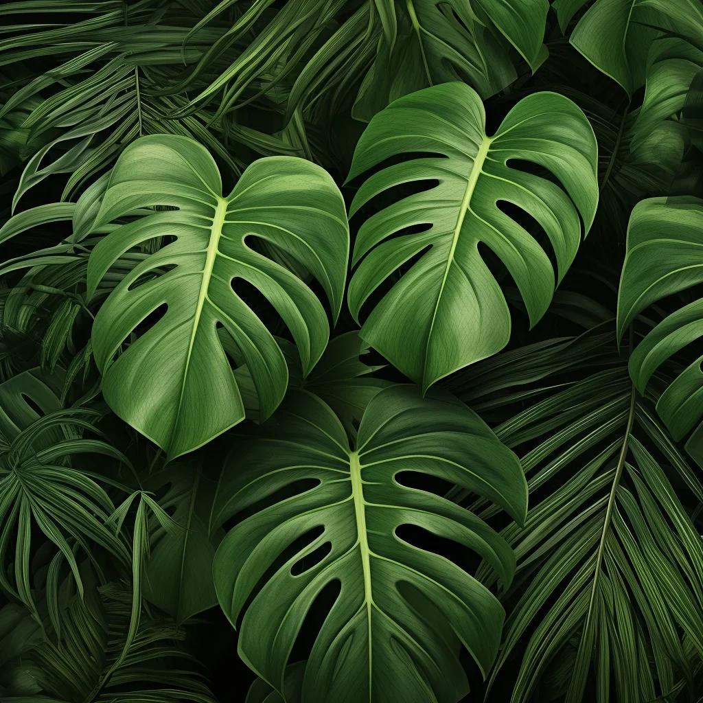 green leaf  monstera leaves plant painting