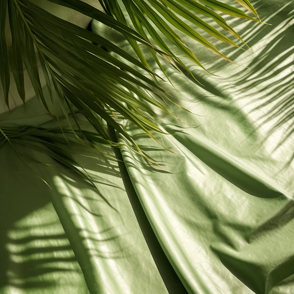 green palm tree background shadow fabric silk cloth leaf