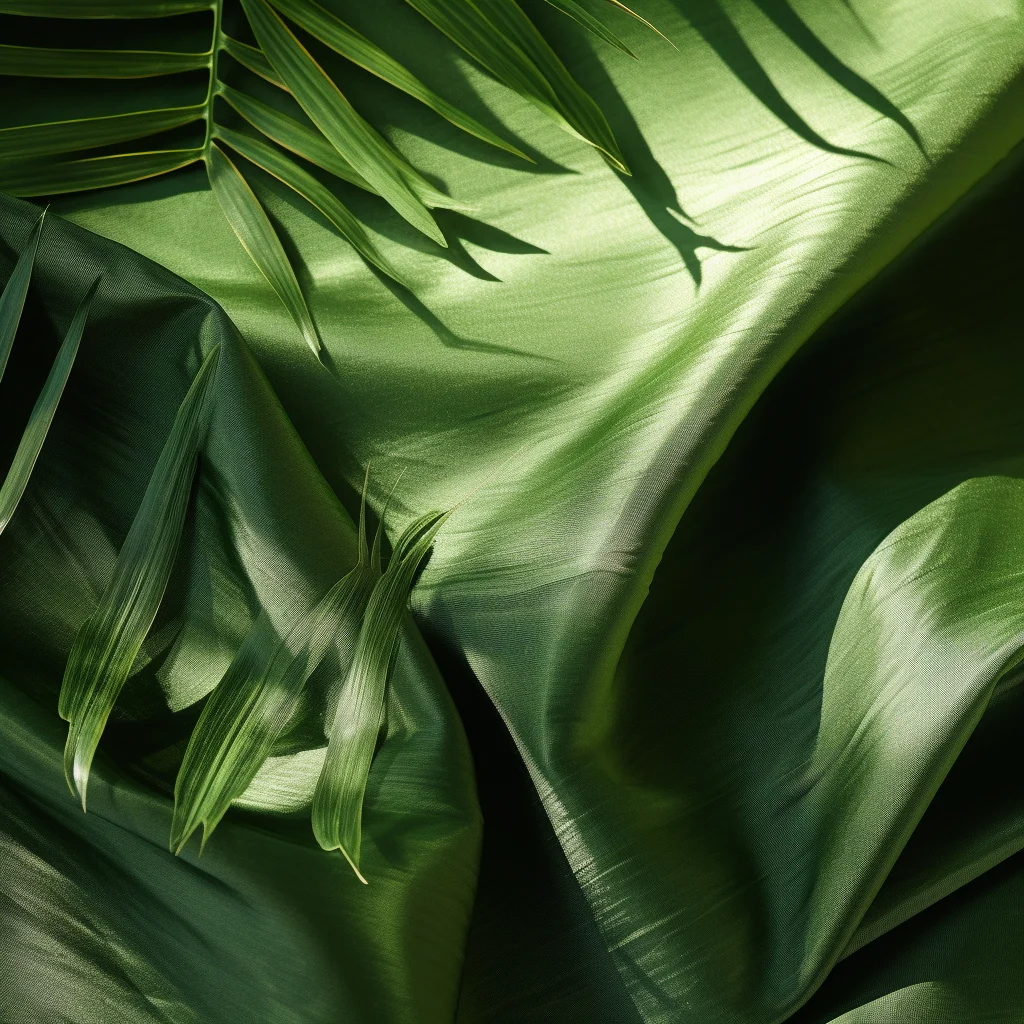 green palm tree background shadow silk cloth fabric leaf