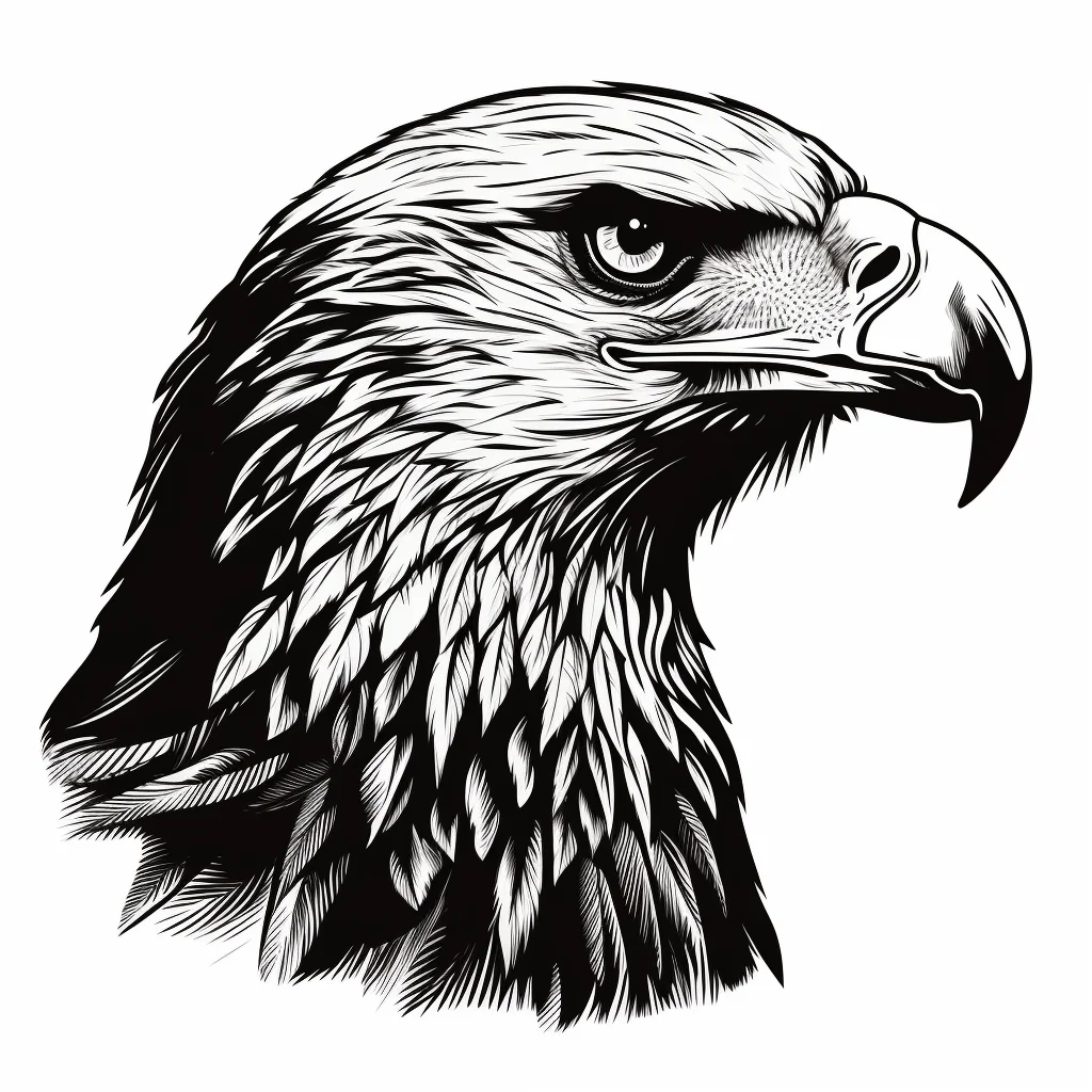 head eagle black and white vector illustration