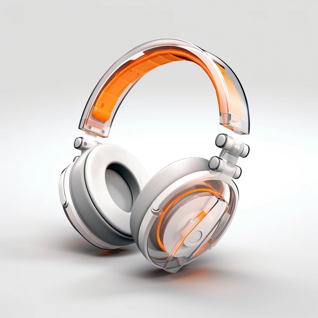headset headphone orange isometric industrial design 3D icon