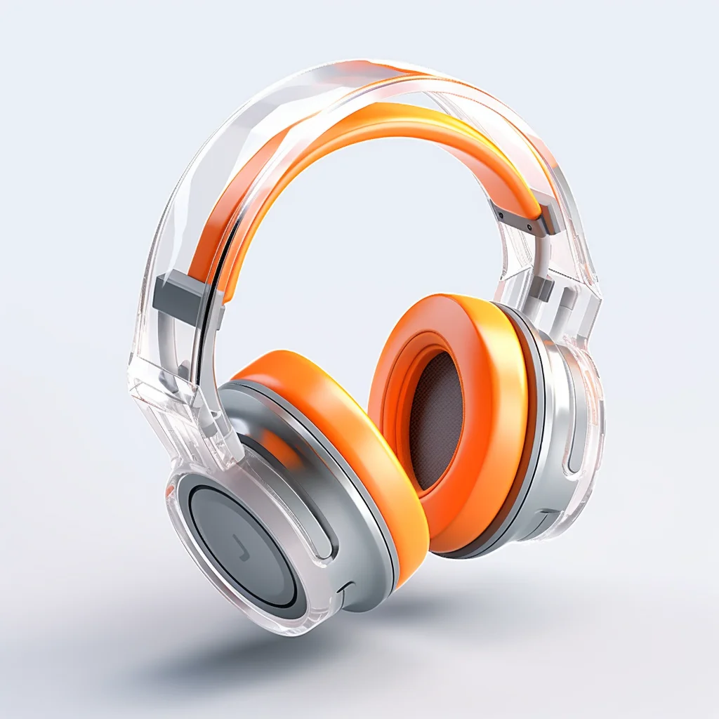 headset headphone orange isometric material industrial design 3D icon