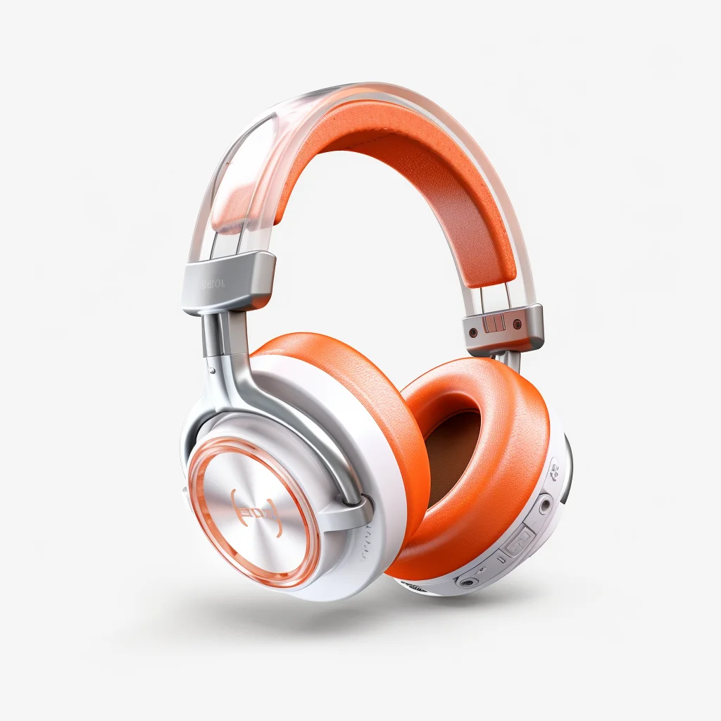 headset headphone orange isometric material industrial design 3D