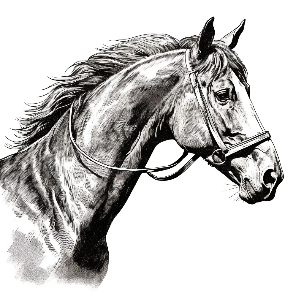 horse face head painting black and white