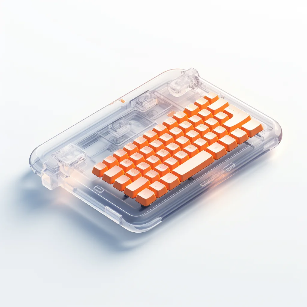 keyboard orange isometric glass material industrial design 3D icon