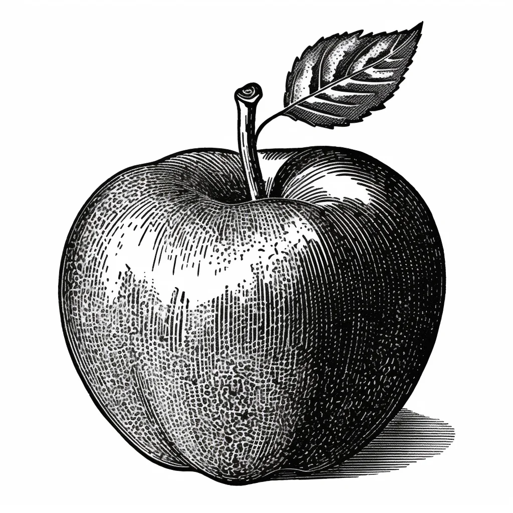 leave leaf illustration painting apple  black and white