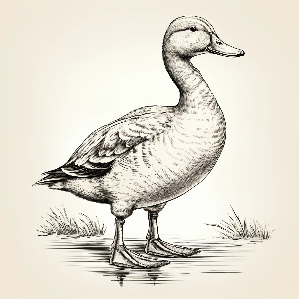 mallard duck black and white drawing victor illustration