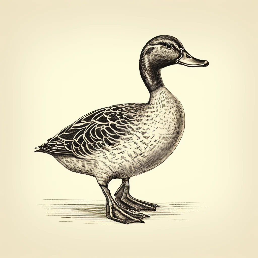 mallard duck black and white drawing victor ink illustration