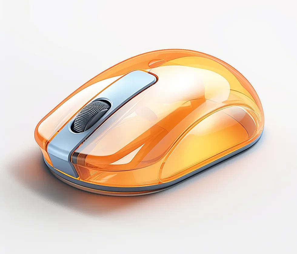 mouse orange isometric industrial design 3D icon