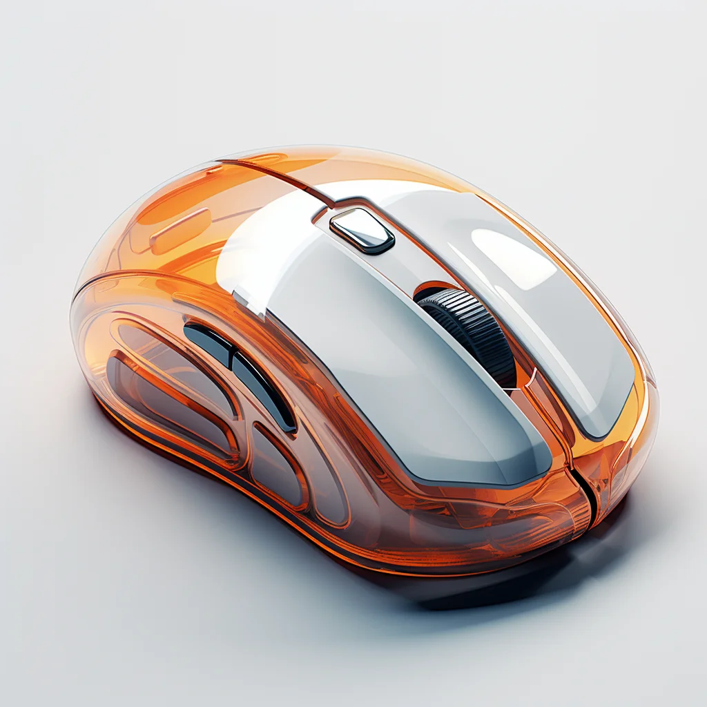 mouse orange isometric material industrial design 3D icon