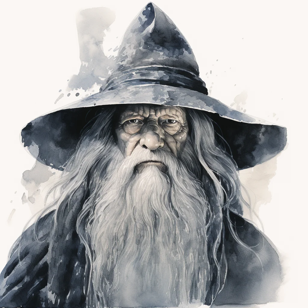 old man wizard enchant head face painting black and white