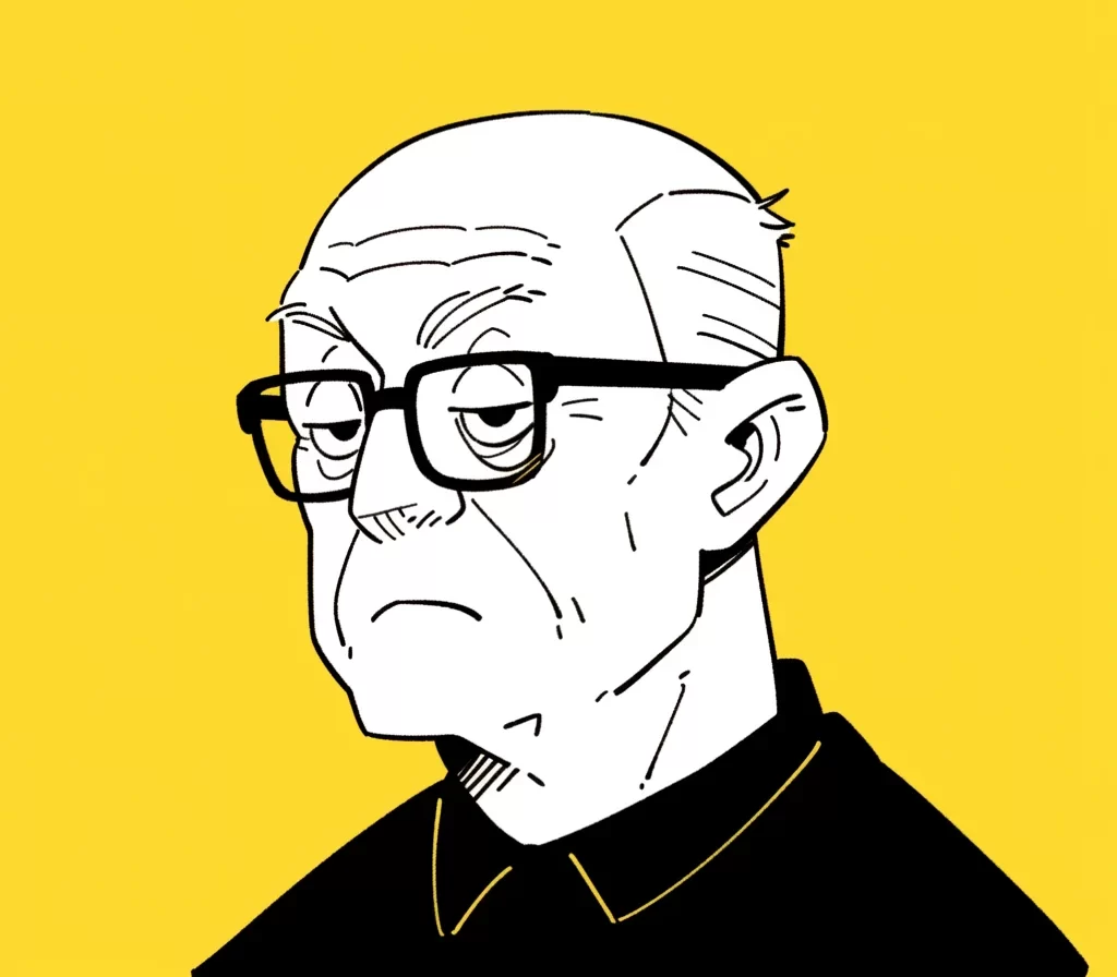oldman glasses character portrait illustration