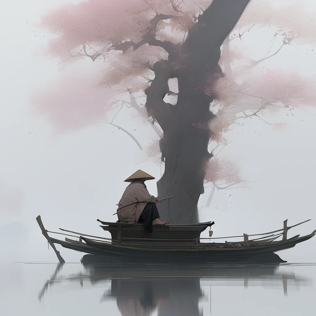 oldman taoist peach blossom priest sit tree 3d illustration
