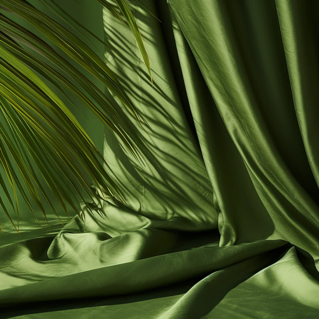 palm tree green background shadow silk cloth fabric leaf